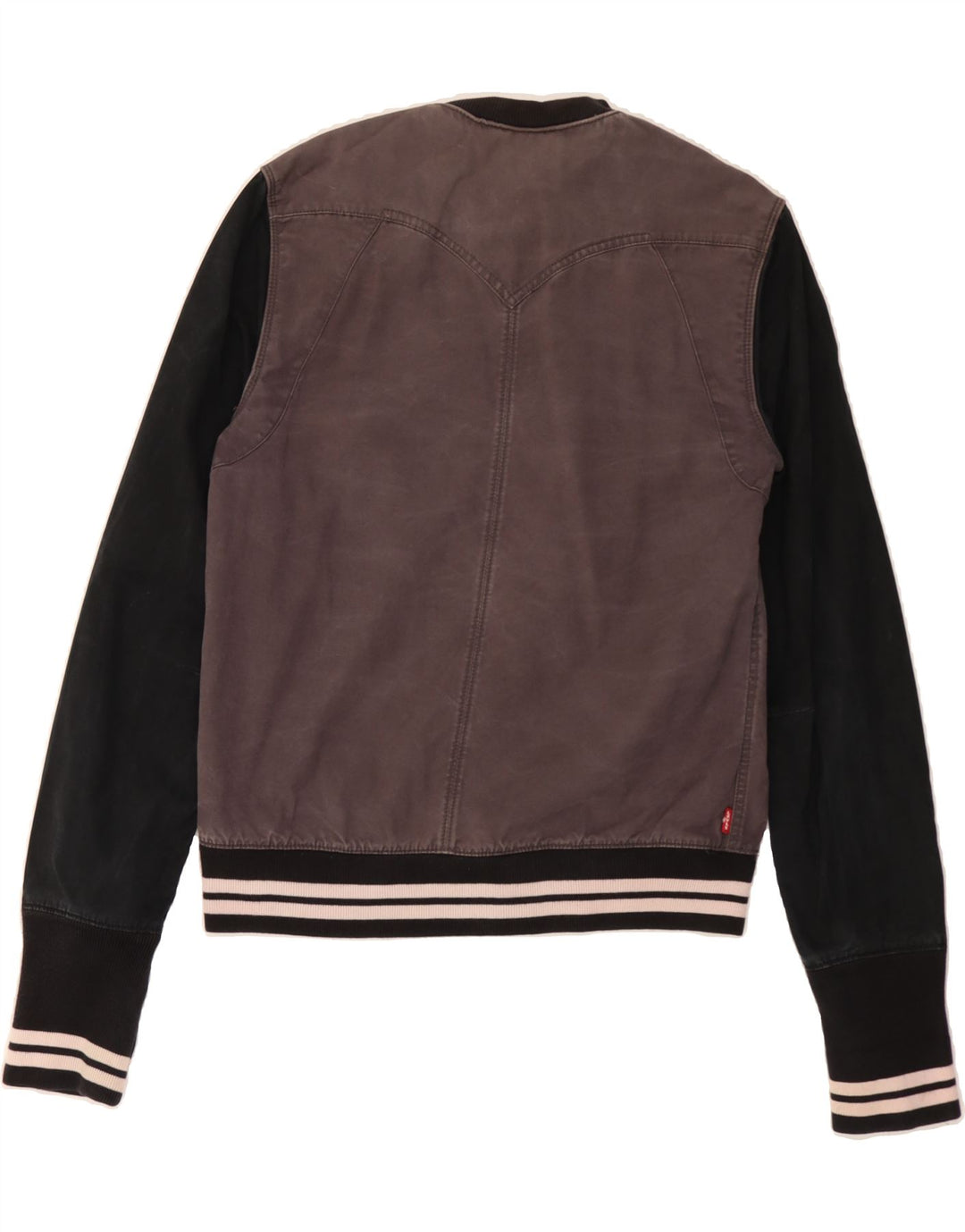 LEVI'S Mens Slim Fit Graphic Varsity Jacket UK 40 Large Grey Colourblock Vintage Levi's and Second-Hand Levi's from Messina Hembry 