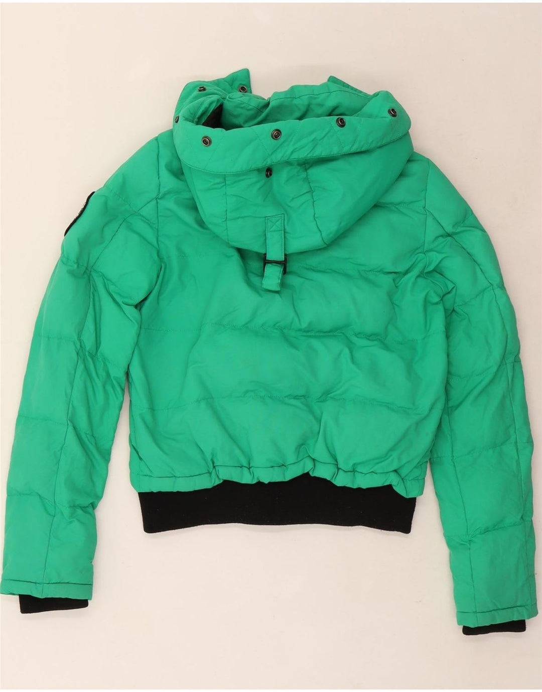 Superdry Womens Hooded Oversized Padded Jacket UK 8 Small Green Colourblock