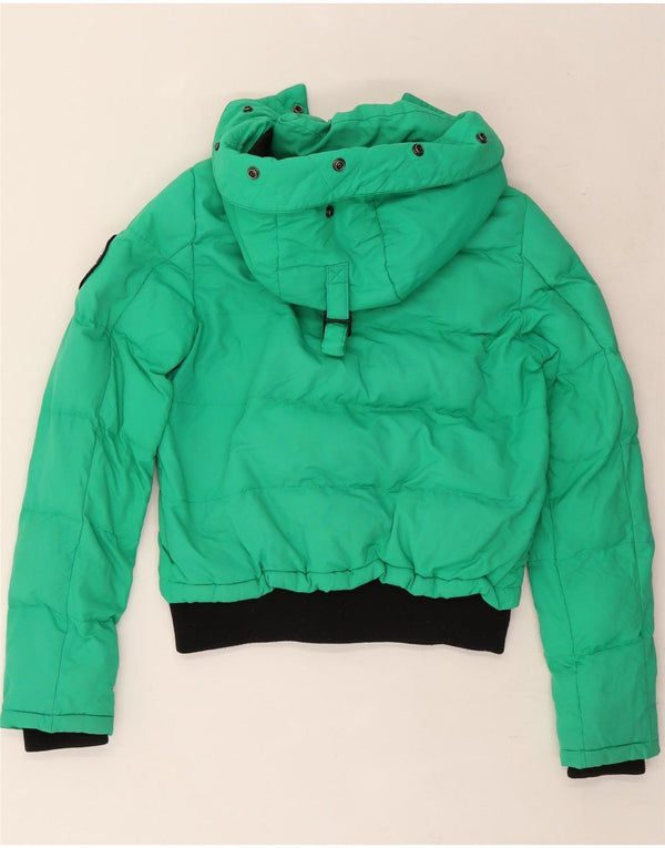 Superdry Mujer Chaqueta Acolchada Extragrande Con Capucha UK 8 Small Verde Colorblock