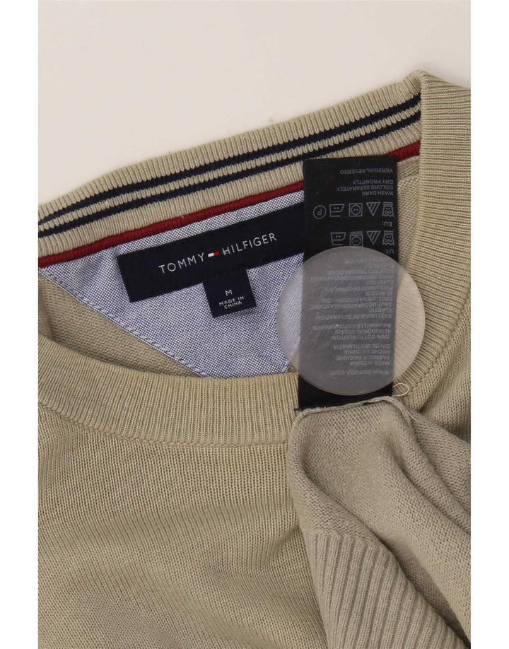 Tommy Hilfiger Mens Crew Neck Jumper Sweater Medium Khaki Cotton