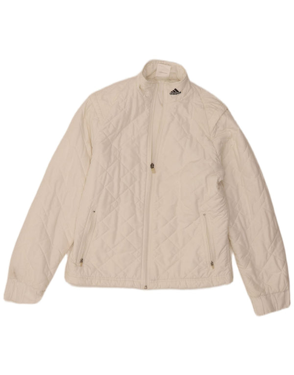 Adidas Womens Quilted Jacket UK 14 Medium White Polyester