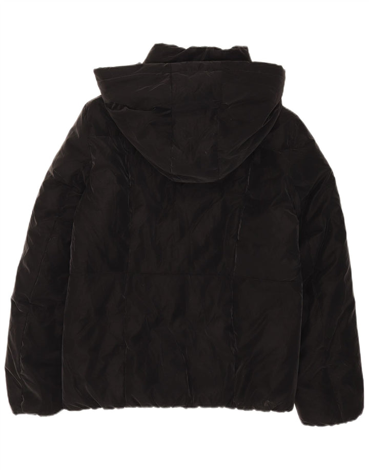 Guess Womens Hooded Padded Jacket UK 12 Medium Black Polyester