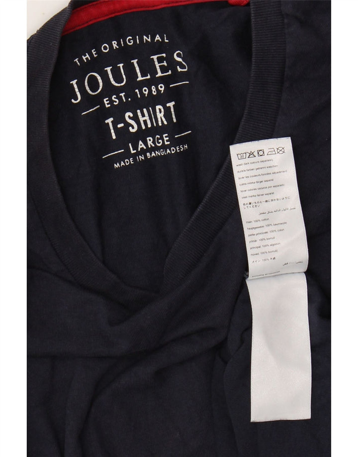 JOULES Mens T-Shirt Top Large Navy Blue Cotton