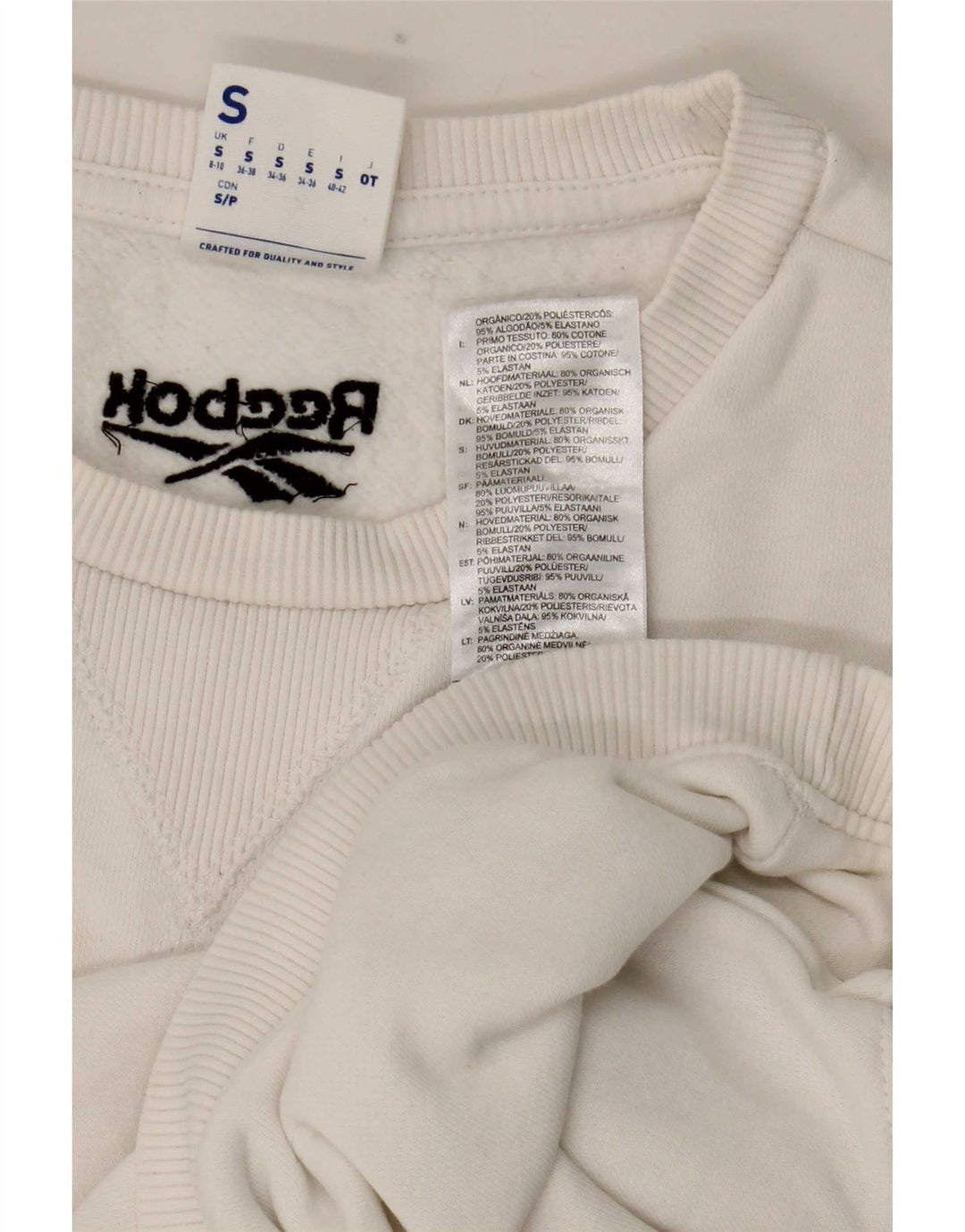 Reebok Womens Graphic Crop Sweatshirt Jumper UK 8/10 Small White Polyester