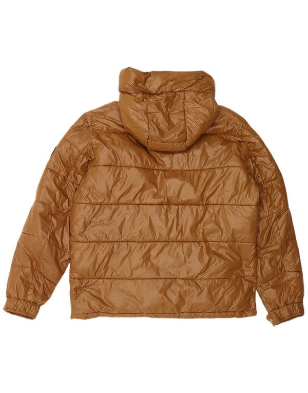 Michael Kors Herre hættepolstret jakke UK 40 Stor brun polyester