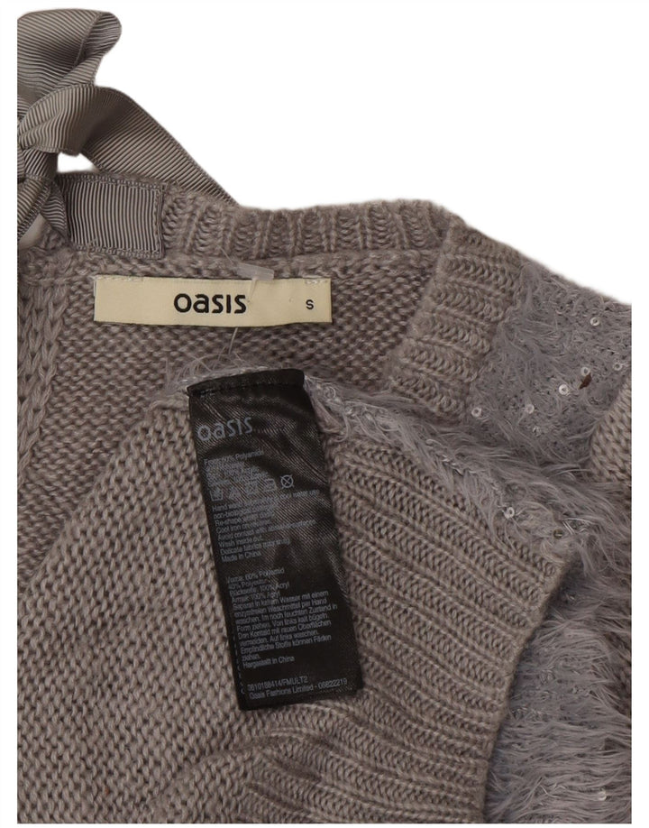 Oasis Dame Boat Neck Jumper Sweater UK 10 Small Grå Polyamid