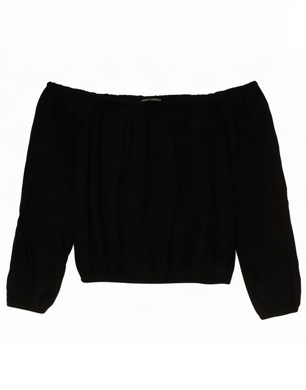 Brandy Melville Womens Crop Off Shoulder Top UK 14 Medium Black Cotton