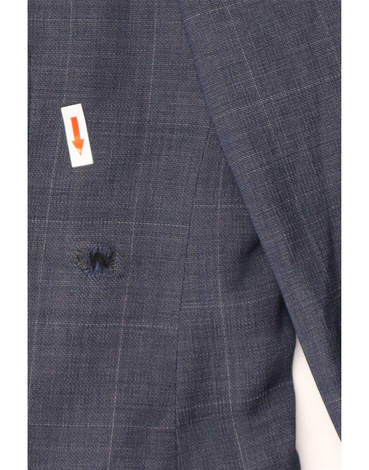 Marks & Spencer Mens Slim Fit 1 Button Blazer Jacket UK 40 Large Blue Check