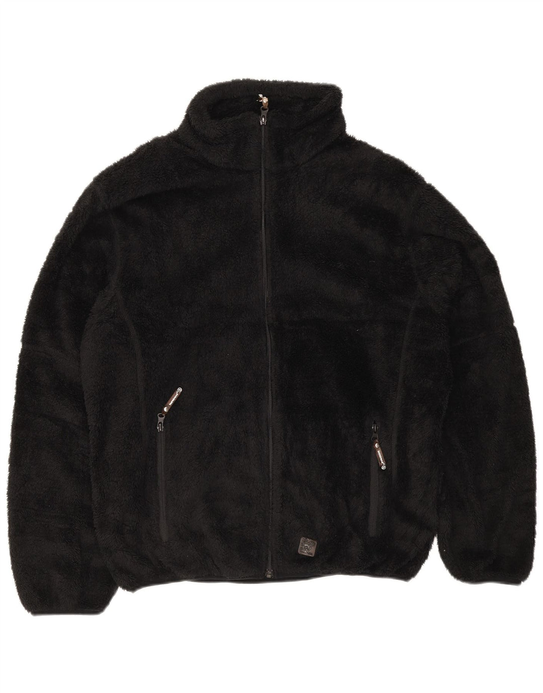 VINTAGE Womens Fleece Jacket EU 46 XL Black Polyester