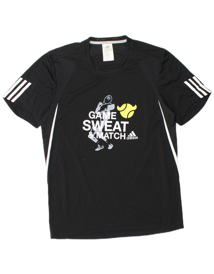 Adidas Mens Clima 365 Graphic T-Shirt Top Medium Black Polyester