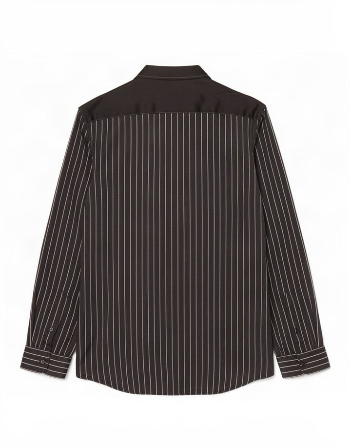 Zara Mens Regular Fit Shirt Small Black Striped Viscose