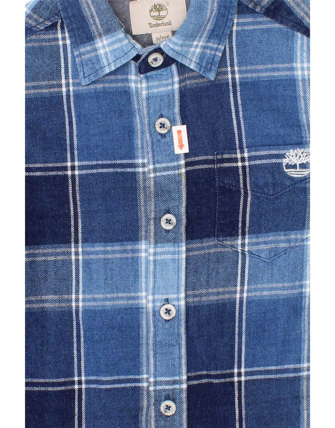 TIMBERLAND Boys Flannel Shirt 4-5 Years Navy Blue Check Cotton Vintage Timberland and Second-Hand Timberland from Messina Hembry 