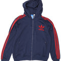 Maglione con cappuccio e zip grafica da uomo Adidas medio in poliestere blu navy