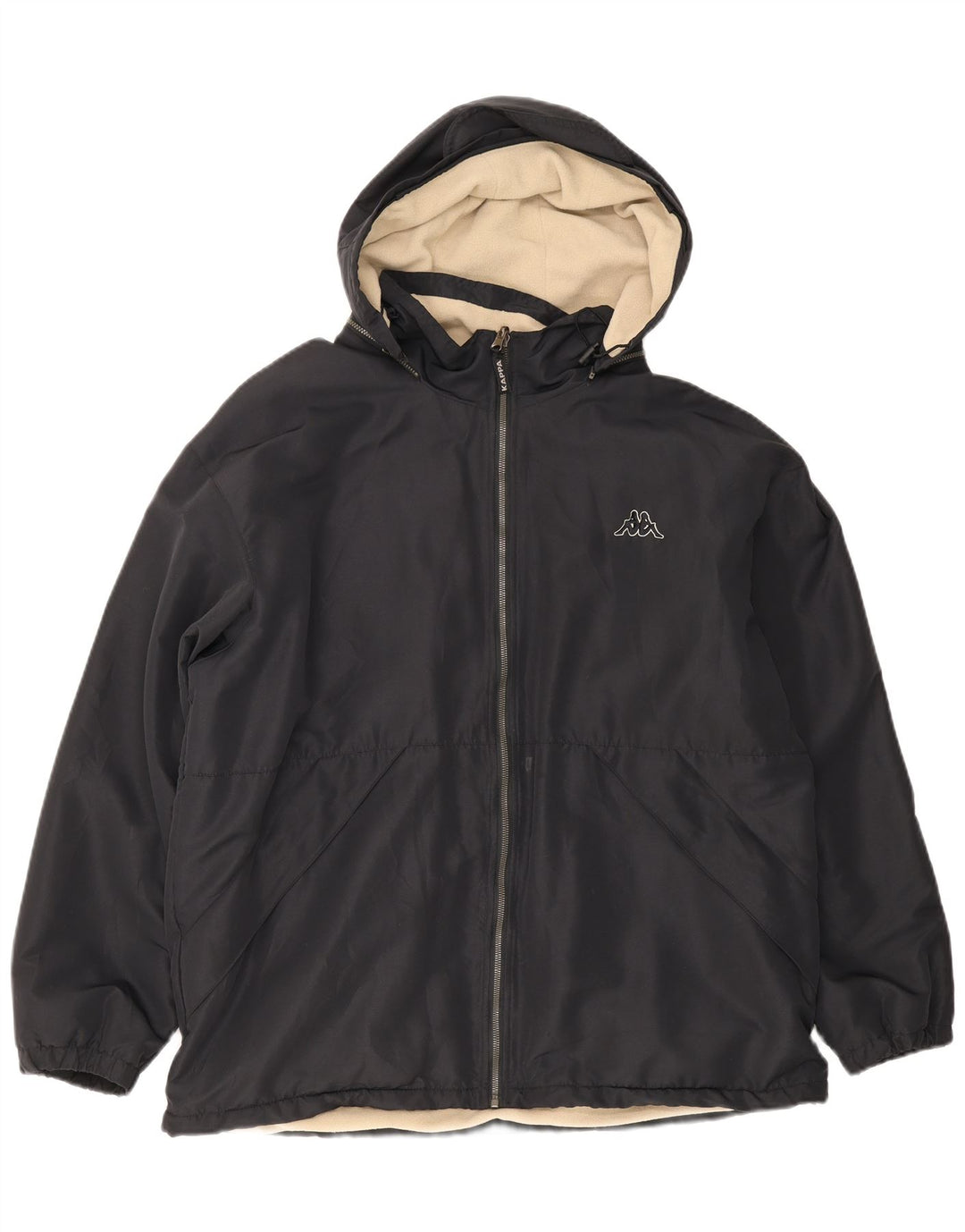 Giacca reversibile da uomo Kappa con vestibilità ampia e cappuccio UK 40 grande poliestere nero