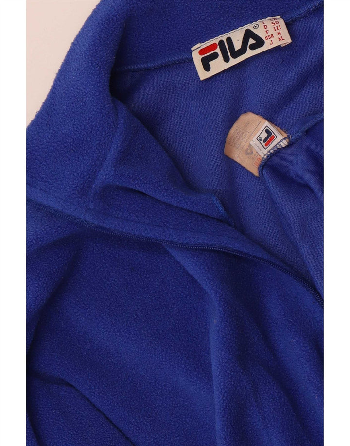 Fila Mens Zip Neck Fleece Jumper IT 40 Medium Blue Polyester
