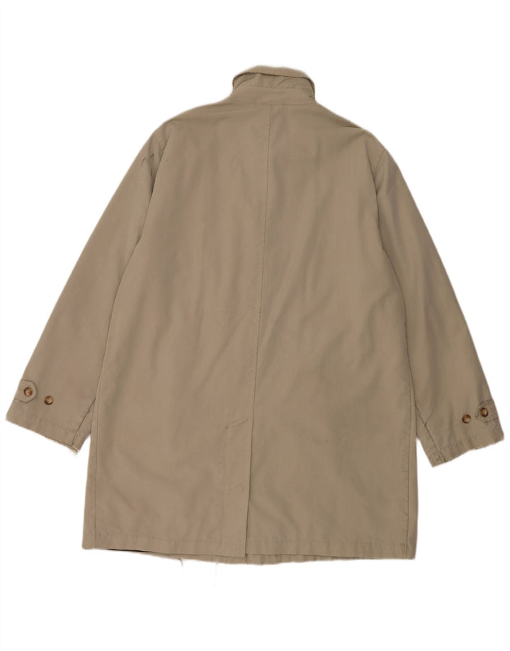 Massimo Dutti Mens Overcoat EU 40 Large Khaki Cotton