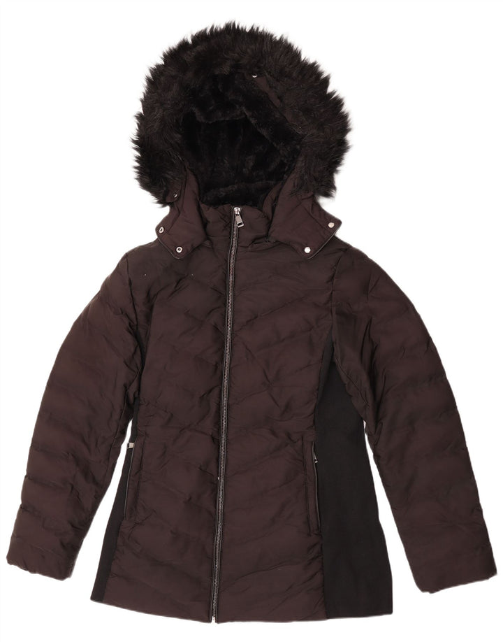 Zara Womens Hooded Padded Jacket UK 14 Large Black
