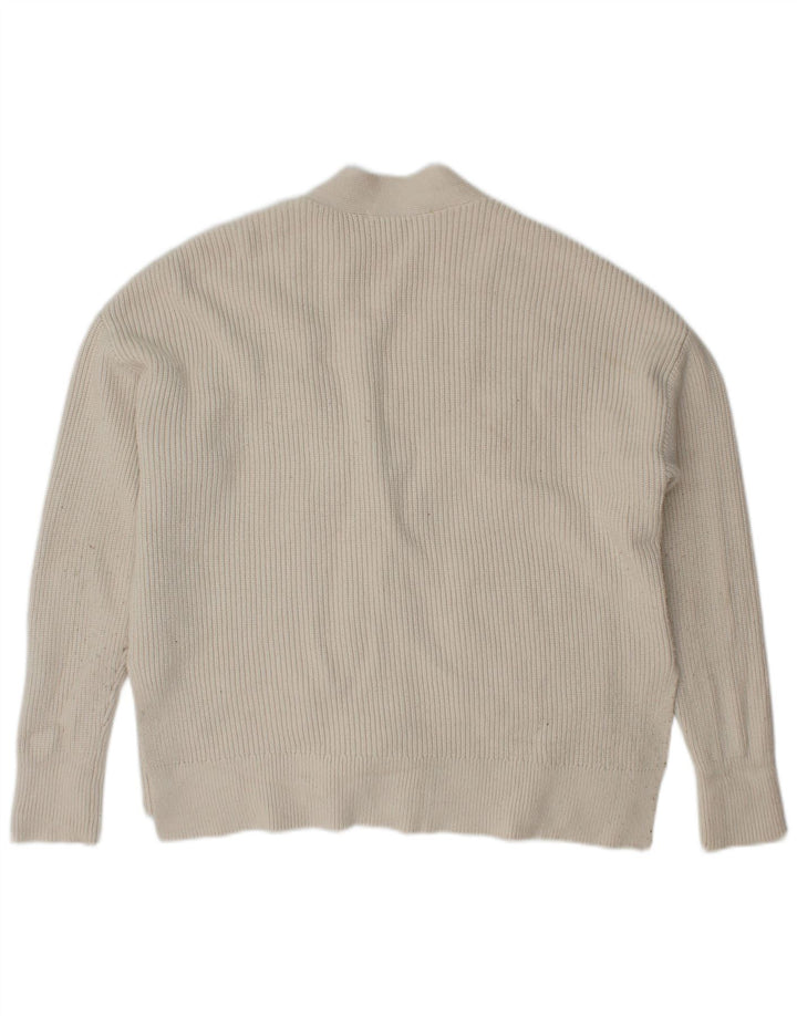 Zara Womens Oversized Cardigan Sweater UK 10 Small White Viscose