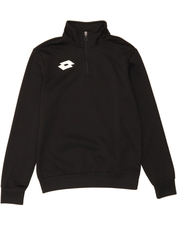 LOTTO Womens Zip Neck Sweatshirt Jumper UK 12 Medium Black Polyester Vintage Lotto and Second-Hand Lotto from Messina Hembry 