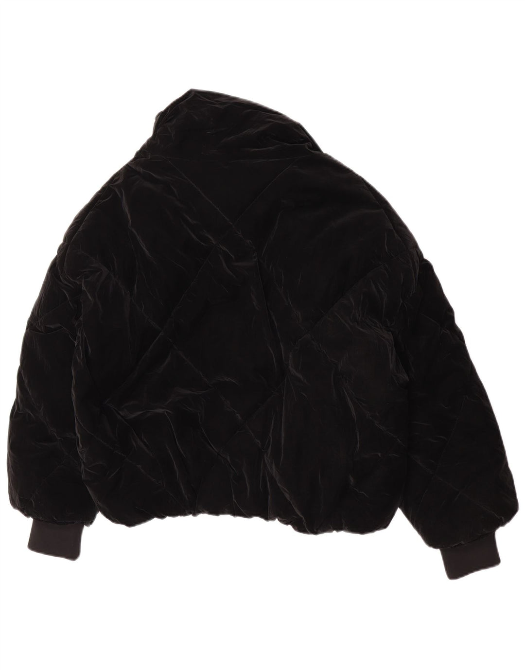 Zara Mujer Chaqueta Acolchada Extragrande UK 10 Small Poliuretano Negro