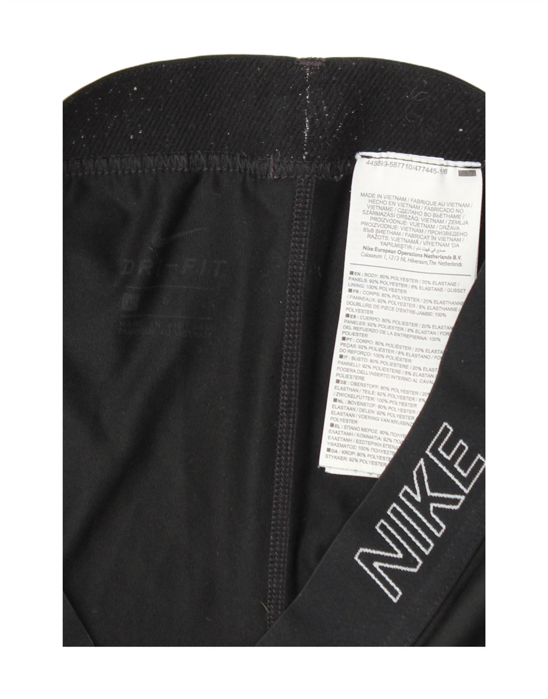 Nike Womens Dri Fit Graphic Capri Leggings UK 14 Large  Black Polyester