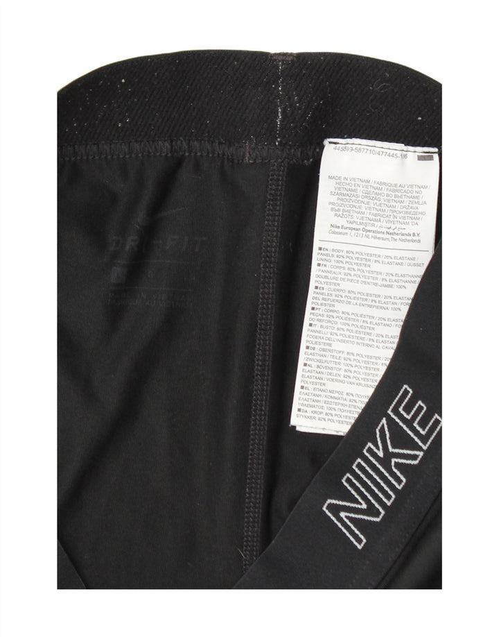 Nike Womens Dri Fit Graphic Capri Leggings UK 14 Large  Black Polyester