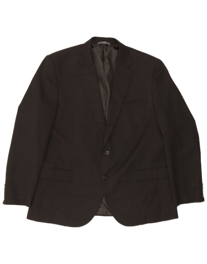 Marks & Spencer Mens 2 Button Blazer Jacket UK 46 XL Black Polyester