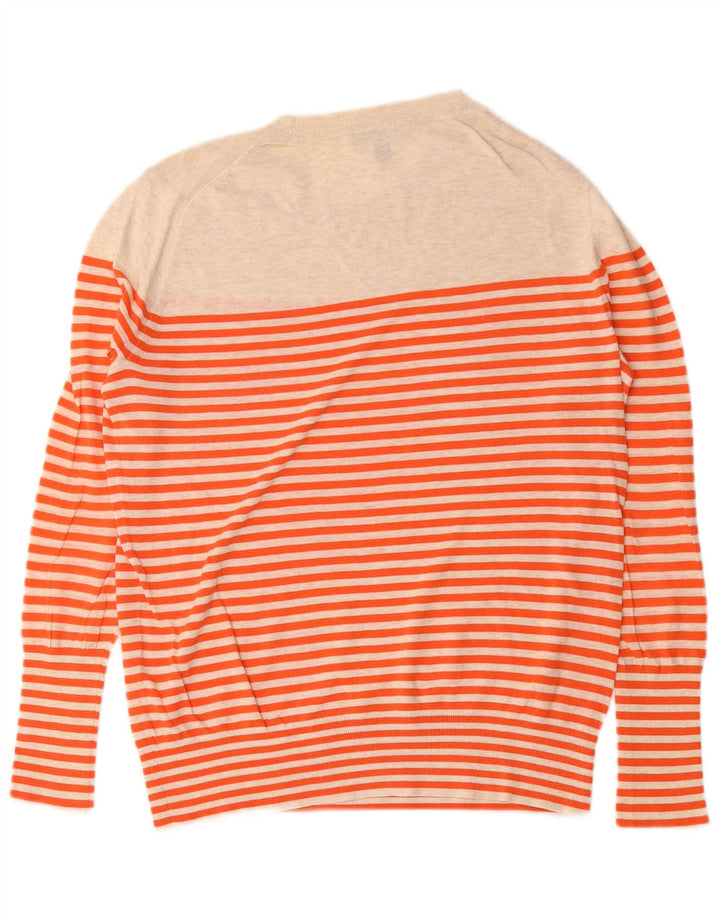 J. Crew Womens Crew Neck Jumper Sweater US 6 Medium Beige Striped Cotton
