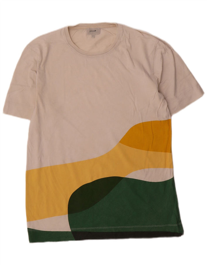 Jigsaw Hombre Camiseta Top Small Blanco Colorblock Algodón