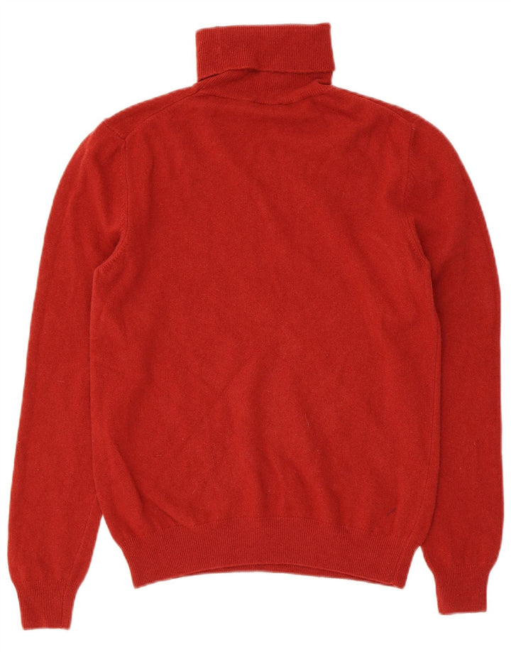 BENETTON Womens Roll Neck Jumper Sweater UK 14 Large Red Virgin Wool