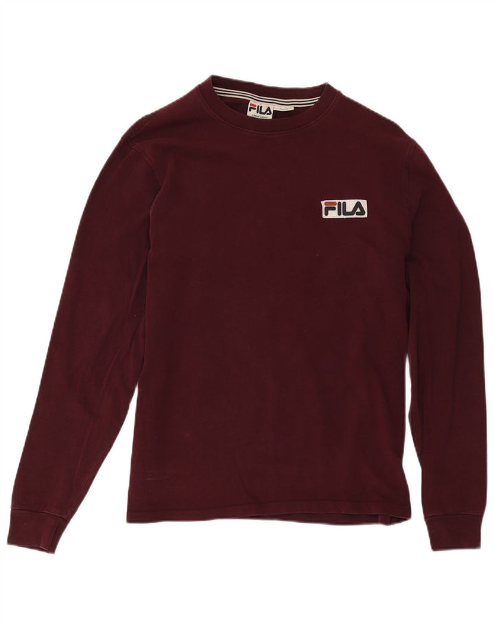 Fila Mens Top Long Sleeve Small Burgundy Cotton