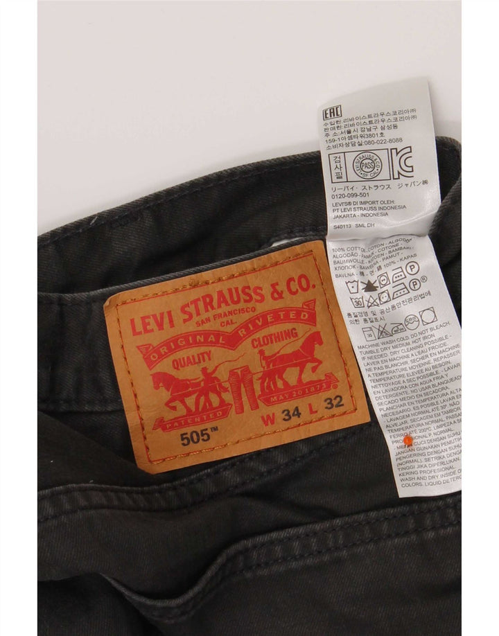 Levi's Mens 505 Straight Jeans W34 L32 Grey Cotton
