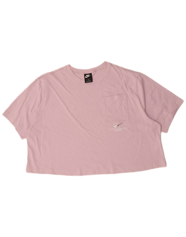 T-shirt corta oversize da donna Nike Swoosh Crop Top UK 22 3XL cotone rosa