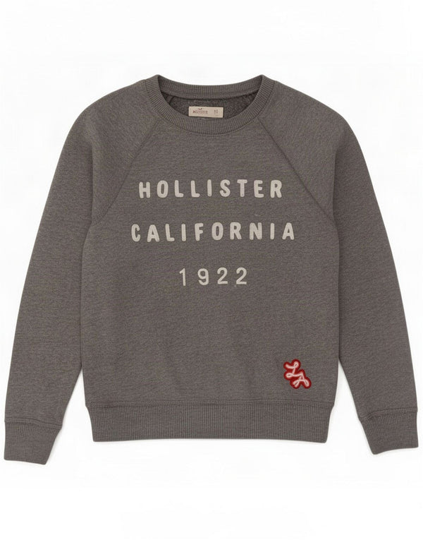 Hollister Womens Graphic Sweatshirt Jumper UK 6 XS Graue Baumwolle