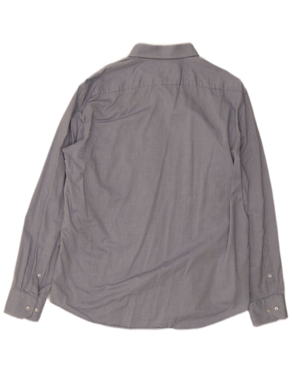 Camicia da uomo vestibilità regolare Hugo Boss taglia 43 17 XL cotone maculato blu