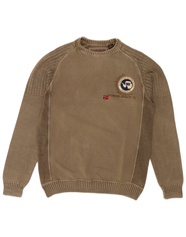 Ανδρικό πουλόβερ Napapijri Geographic Crew Neck Jumper Medium Khaki Colourblock