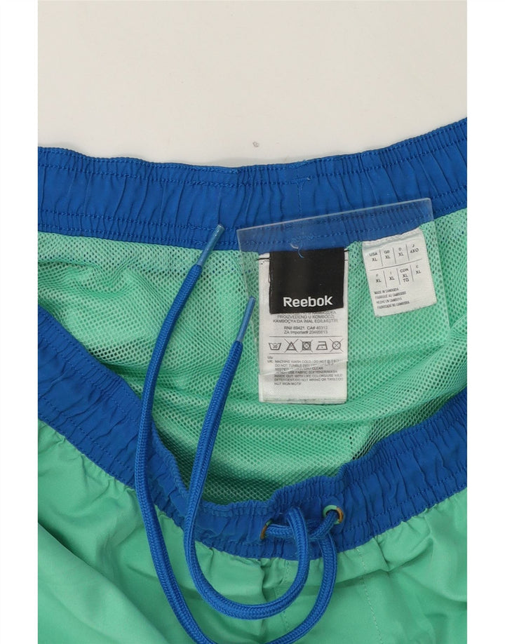 REEBOK Mens Graphic Swimming Shorts XL Turquoise Polyester Vintage Reebok and Second-Hand Reebok from Messina Hembry 