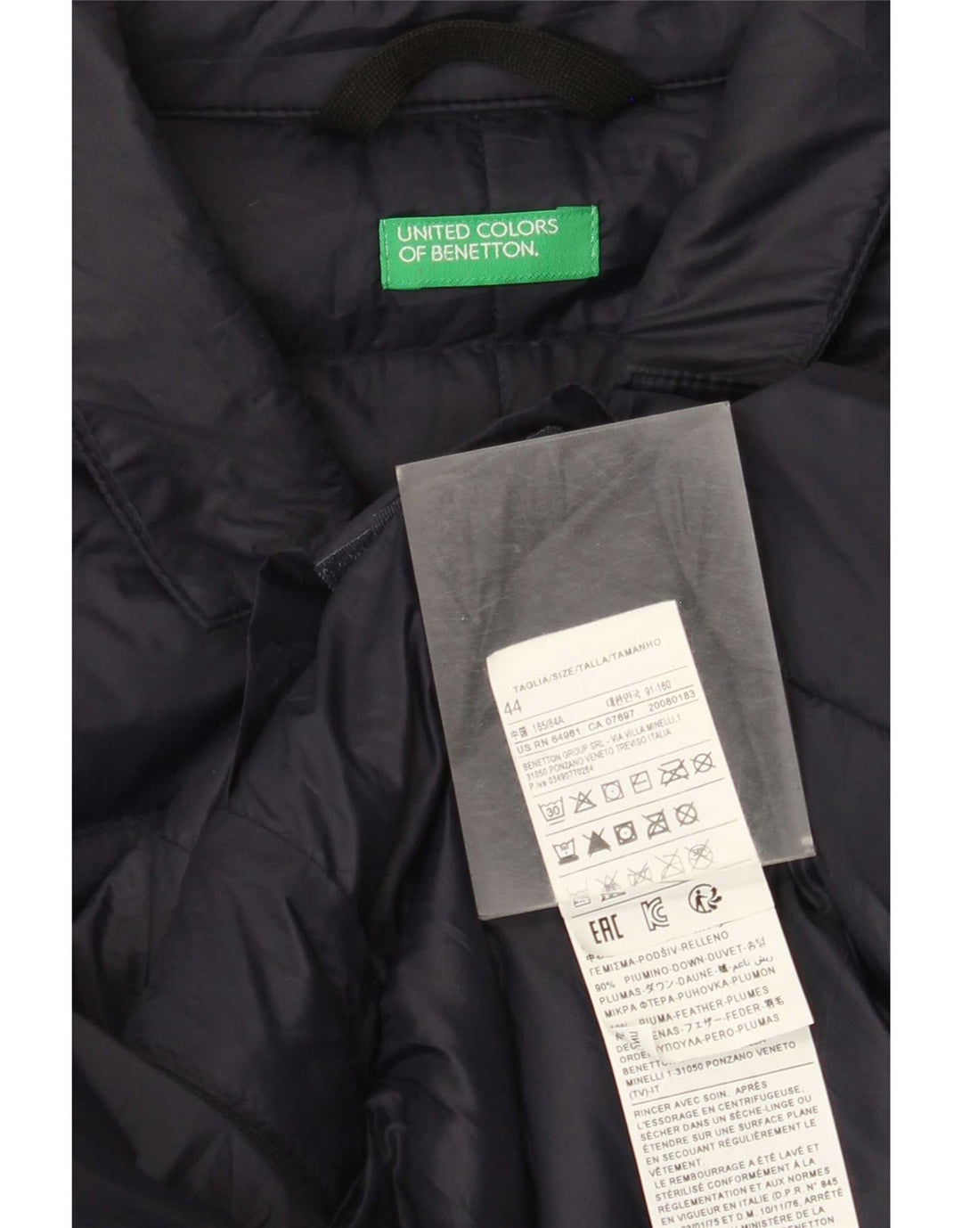 Giubbotto Imbottito Uomo Benetton IT 44 XS Blu Navy Poliammide