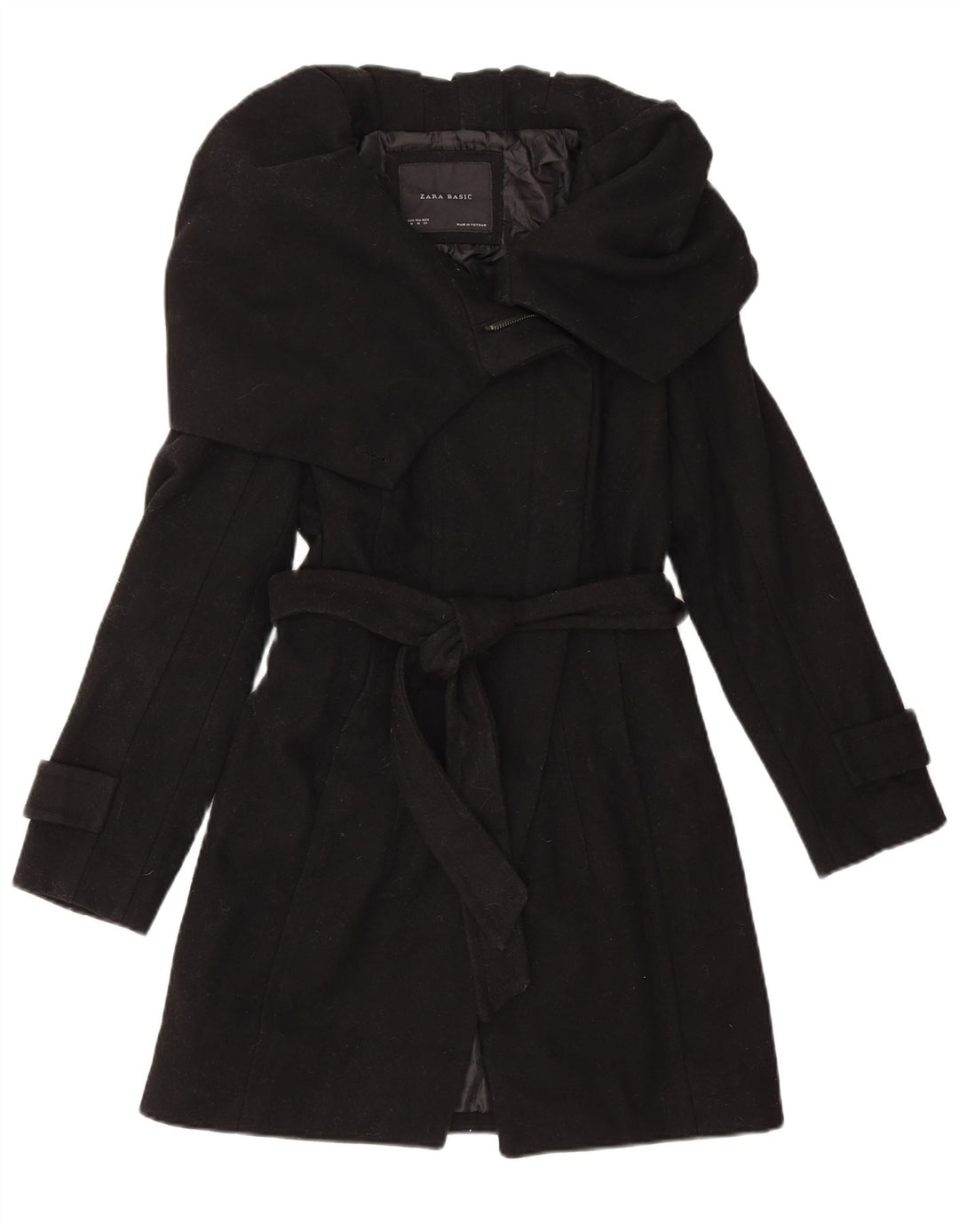 Zara Damen Trenchcoat UK 12 Mittelschwarze Wolle