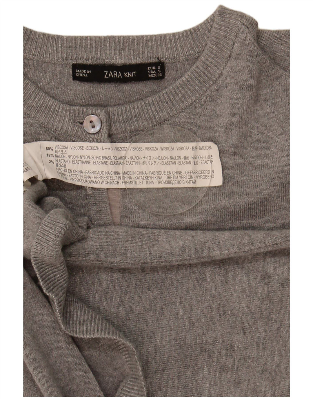 Zara Womens Cardigan Sweater UK 10 Small Grey Viscose