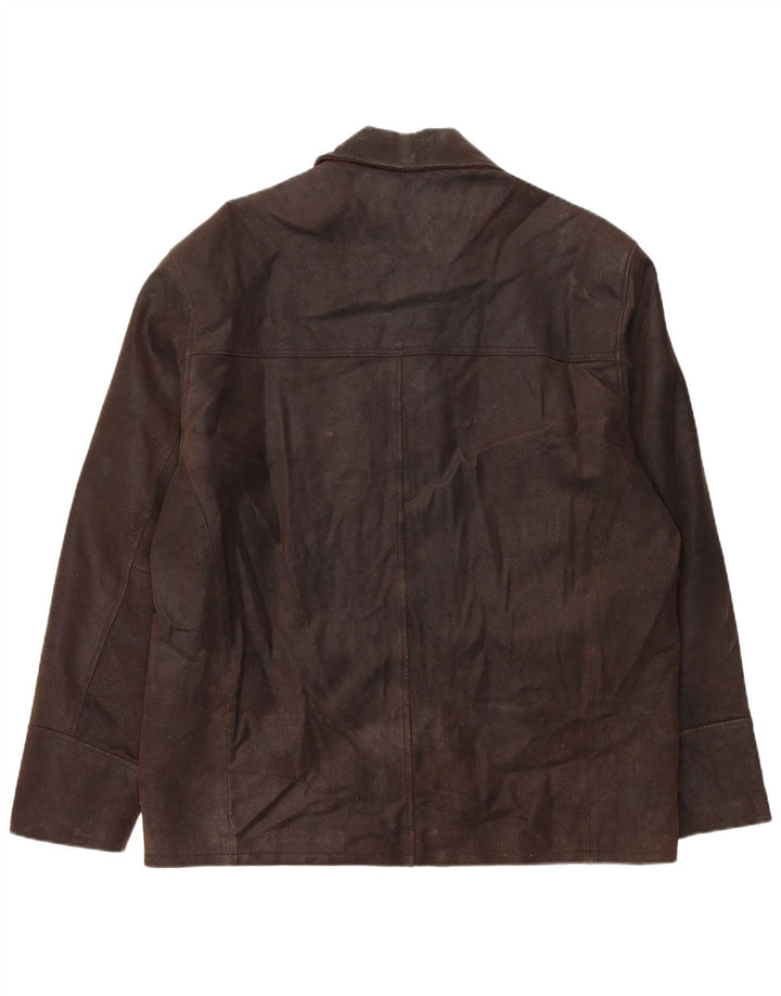 VINTAGE Mens Leather Jacket UK 42 XL Brown Leather