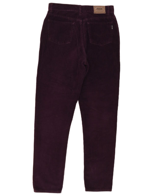 Mash Pantalones de pana cónicos de cintura alta para mujer IT 46 Large W28 L29 Púrpura