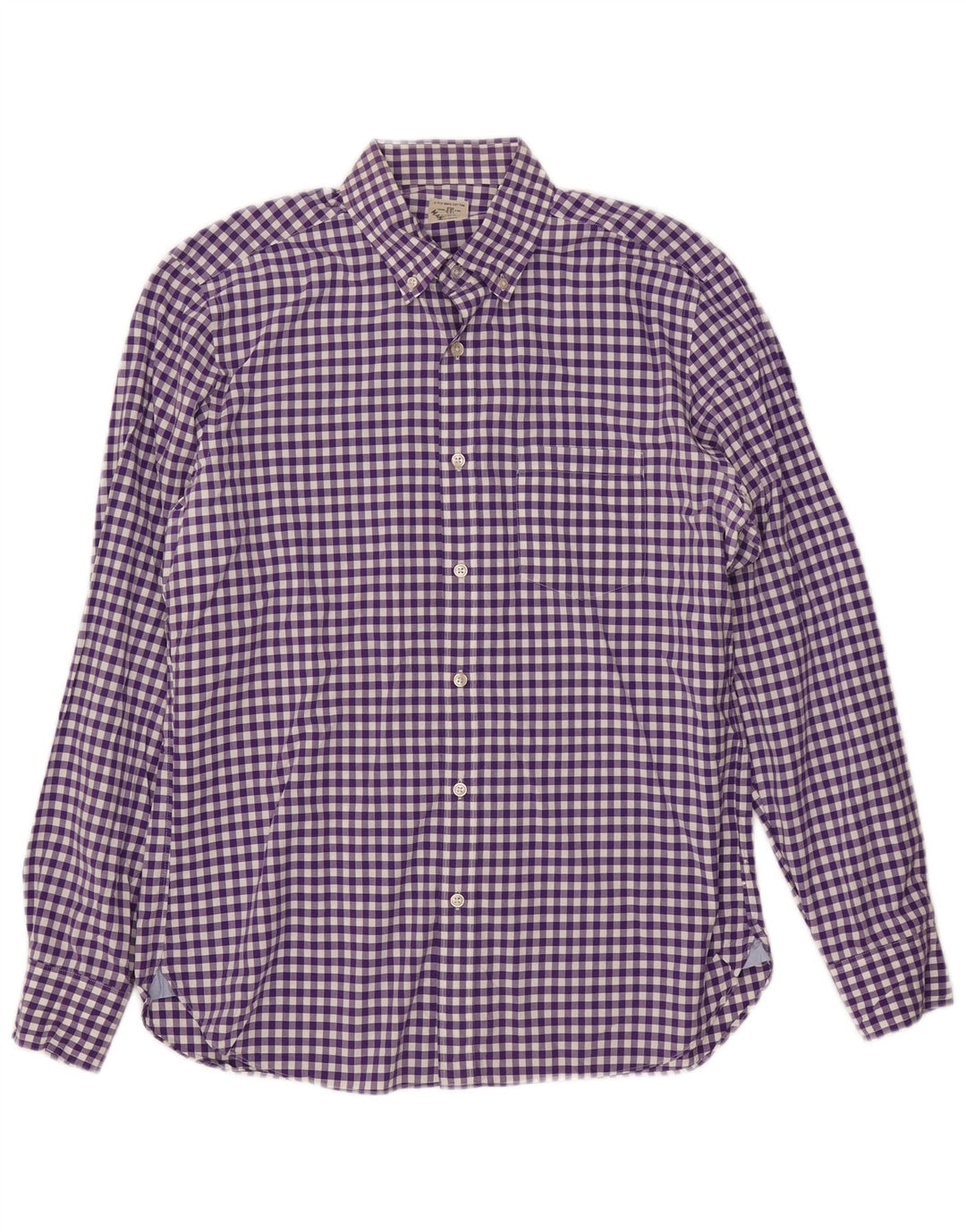 J. CREW Mens Shirt Size 15 1/2 Medium Purple Gingham Cotton