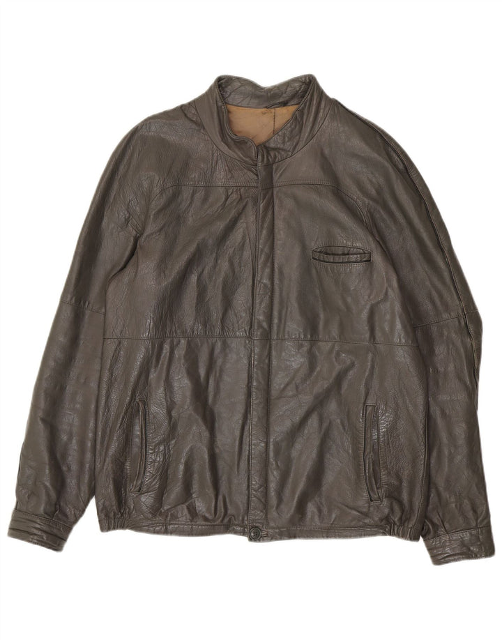 VINTAGE Mens Leather Jacket IT 50 Large Brown Leather