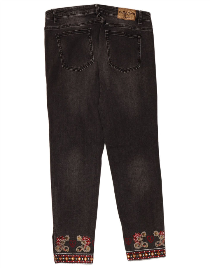 Desigual Womens Straight Jeans W32 L28 Grey Floral