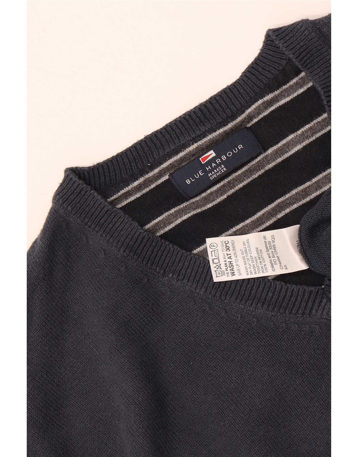 Marks & Spencer Mens Blue Harbour V-Neck Jumper Sweater Large Navy Blue