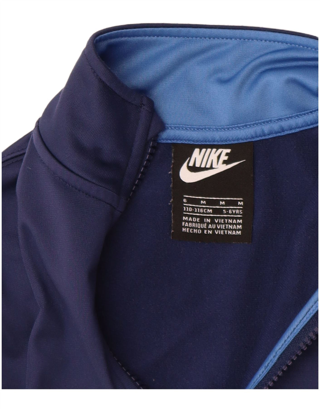Nike Boys Tracksuit Top Jacket 5-6 Years Medium Navy Blue Colourblock