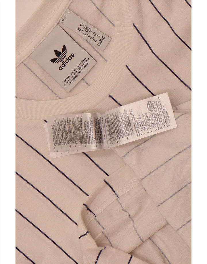 Adidas Mens Graphic T-Shirt Top Medium White Striped Cotton