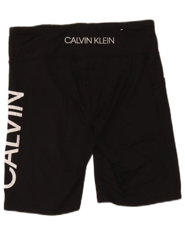 Calvin Klein Damen Graphic Sport Shorts UK 14 Large Schwarzes Nylon