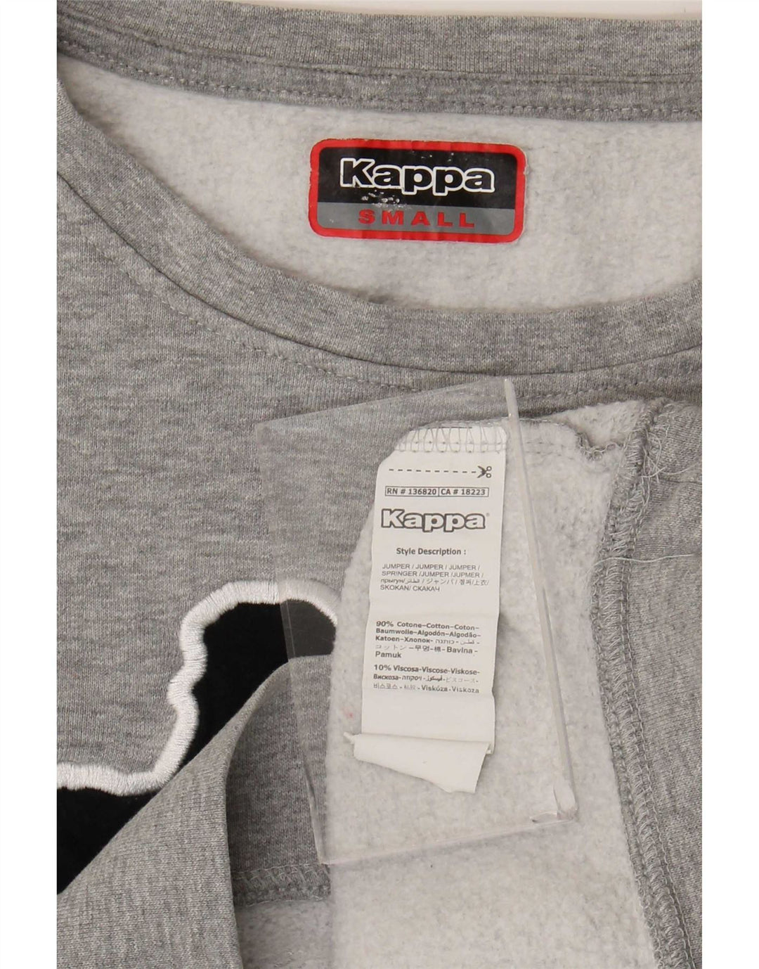 Kappa Womens Graphic Oversized Sweatshirt Jumper UK 10 Small Grey Cotton